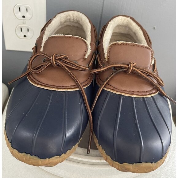 JBU Jambu Gwen weather ready fur duck slip on rain shoes Navy & Brown Women 8.5 - Picture 2 of 8